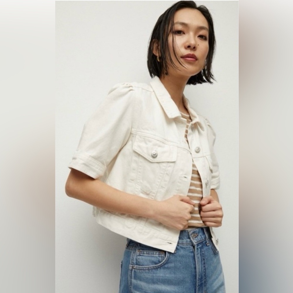 Veronica Beard Raina Short Sleeve Denim Jacket - Picture 2 of 14